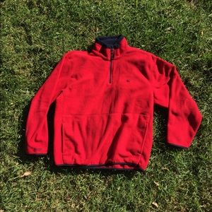 VINTAGE RED QUARTER ZIP NAUTICAL FLEECE PULLOVER